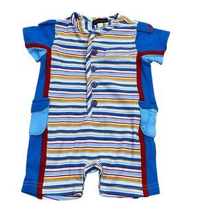 Rabbit Moon Baby Shortalls Romper 0-3 Months Striped Short Sleeve
